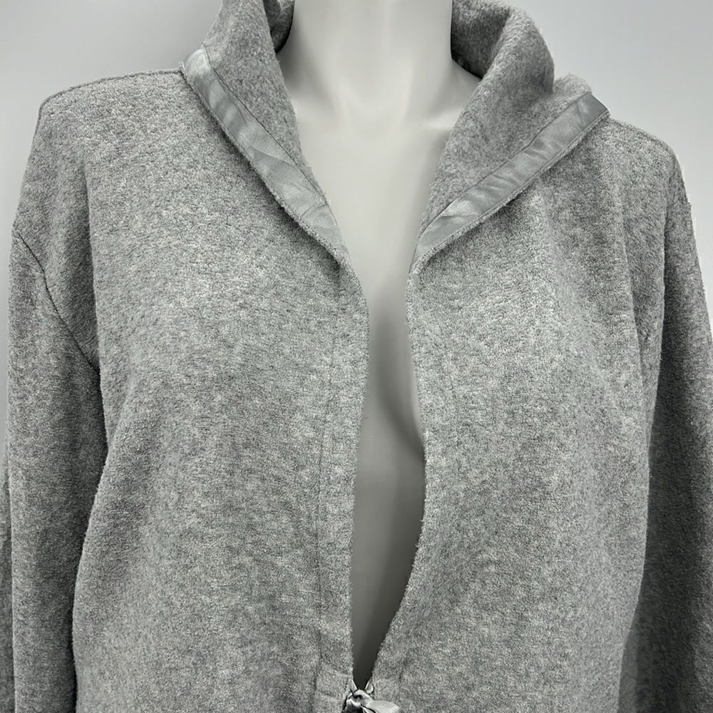 J Lo heather gray terry cloth cardigan with hoodie